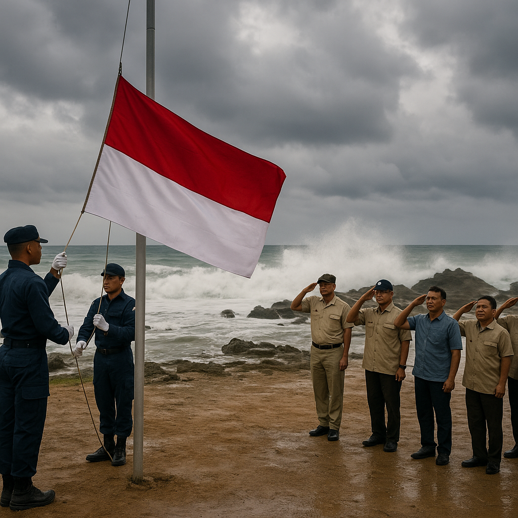 Upacara Bendera di Pulau Terdepan Natuna, Diiringi Gemuruh Ombak Laut China Selatan