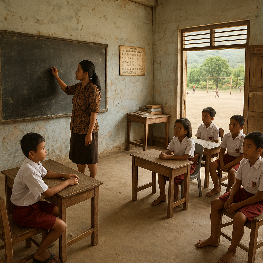 Kegiatan Belajar di Sekolah Perbatasan Entikong: Guru dan Siswa Berjuang dengan Fasilitas Minim