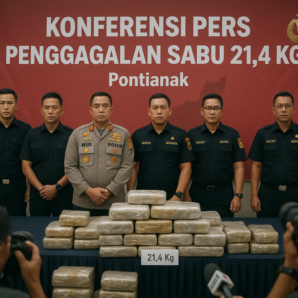 Konferensi Pers Penggagalan Sabu 21,4 Kg: Tumpukan Plastik dan Kewaspadaan di Pontianak