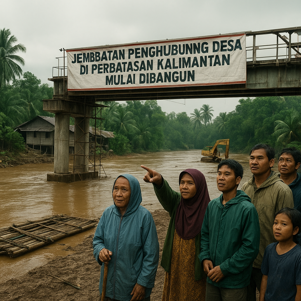 Jembatan Penghubung Desa di Perbatasan Kalimantan Mulai Dibangun, Warga: Akhirnya Terwujud