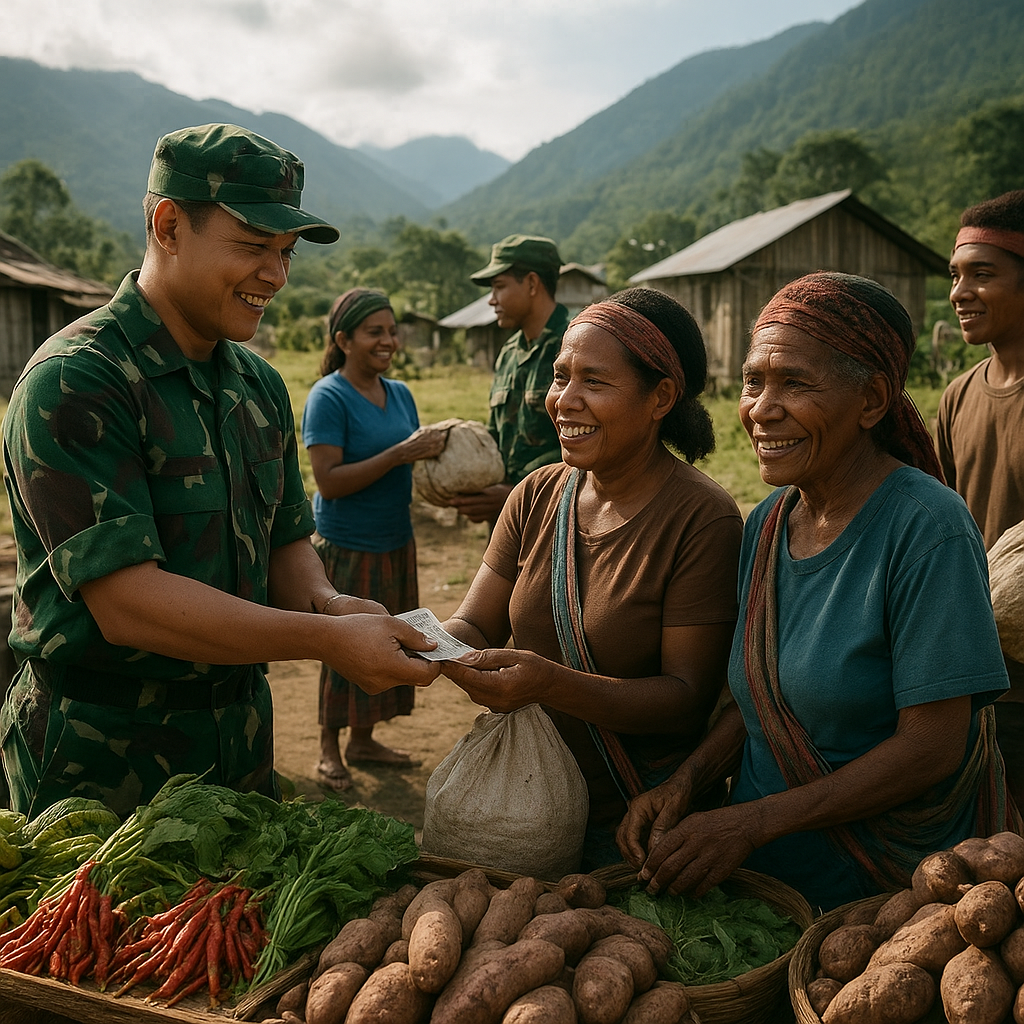 TNI Borong Hasil Tani Intan Jaya, Dongkrak Ekonomi Warga Papua Lewat ROSITA