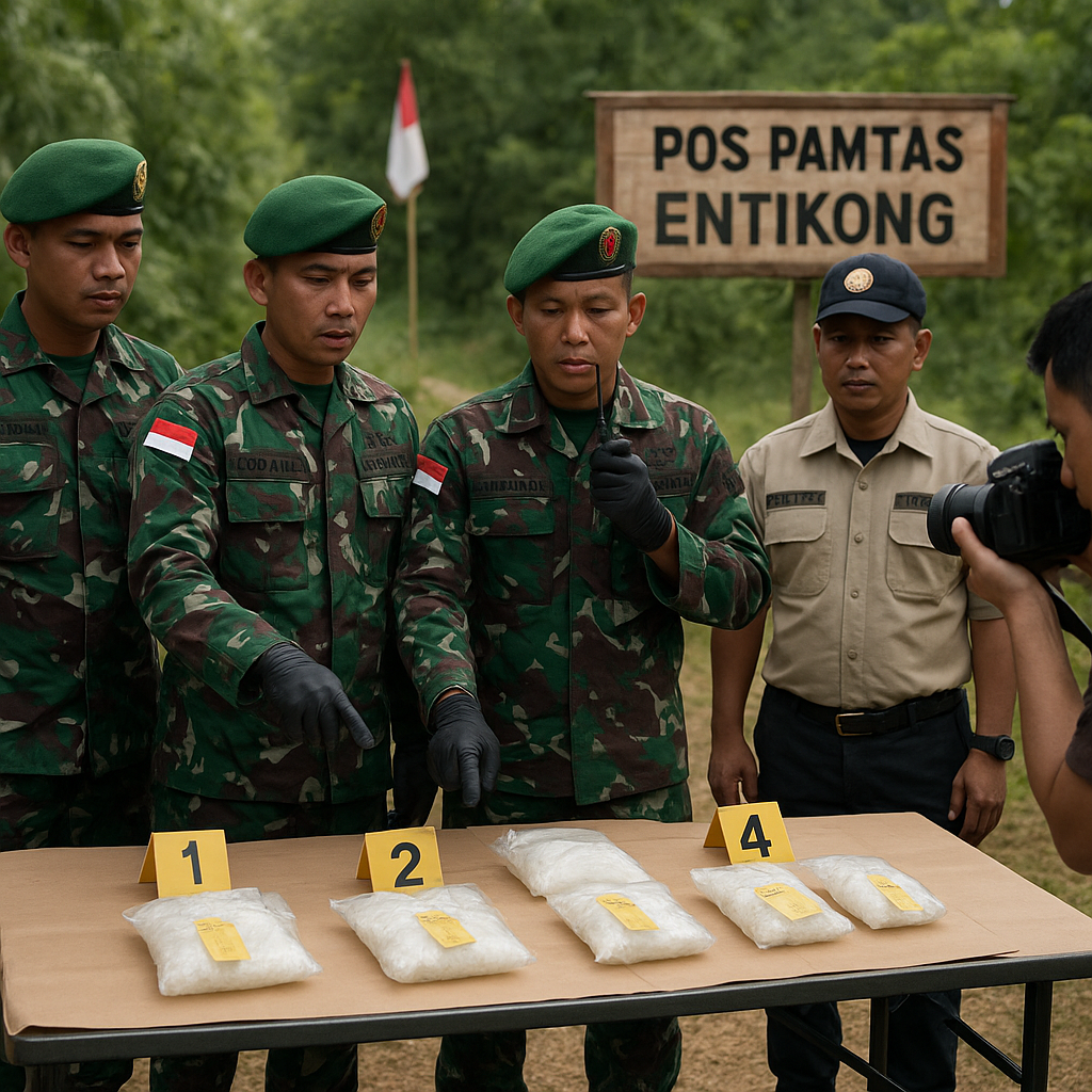 Kodam XII/Tanjungpura Gagalkan Penyelundupan 21,4 Kg Sabu dari Jalur Tikus Perbatasan RI-Malaysia