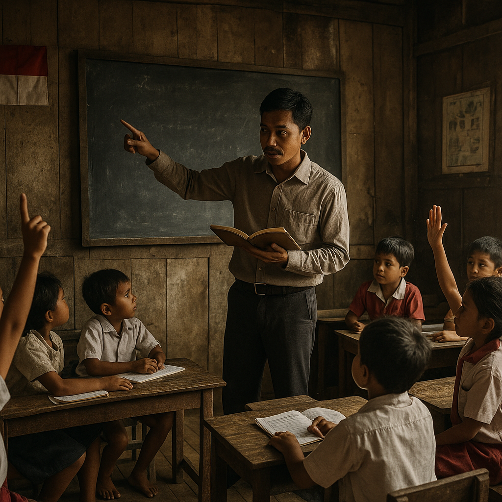 Kisah Guru Honor di Perbatasan Kalimantan: Mengajar 3 Kelas Sekaligus dengan Semangat