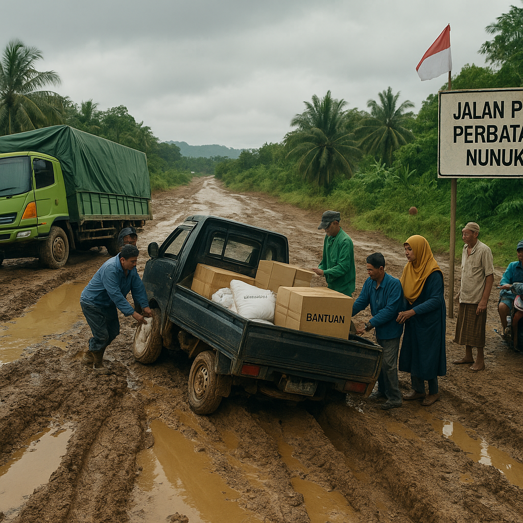Jalan Poros Perbatasan di Nunukan Rusak Parah, Hambat Distribusi Logistik