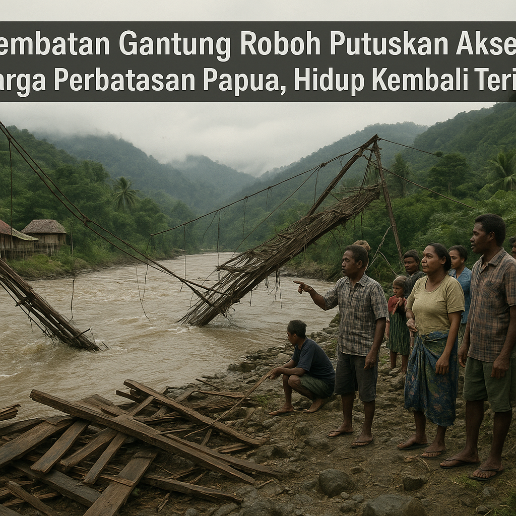 Jembatan Gantung Roboh Putuskan Akses Warga Perbatasan Papua, Hidup Kembali Terisolasi