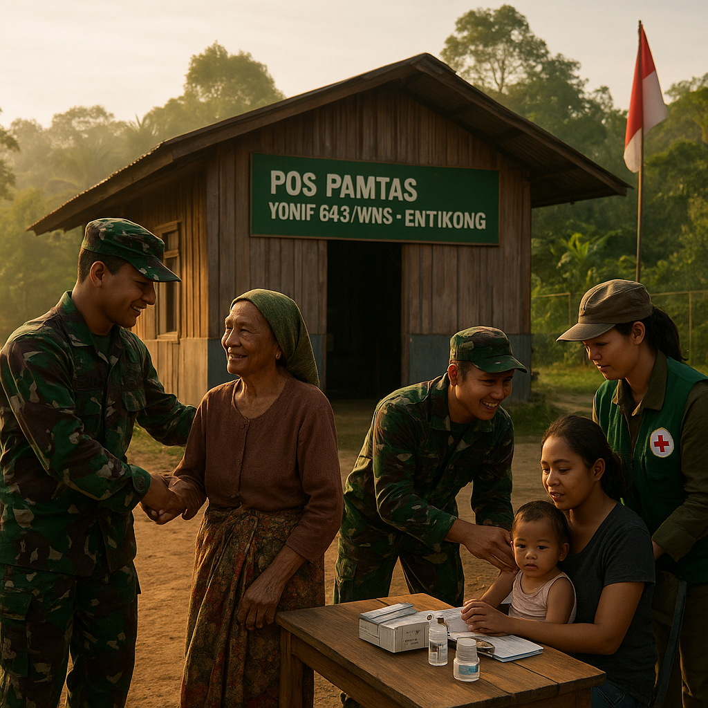 Pos Pamtas Yonif 643/Wns di Entikong: Dari Pengawasan Perbatasan hingga Jadi Tempat Mengadu Warga