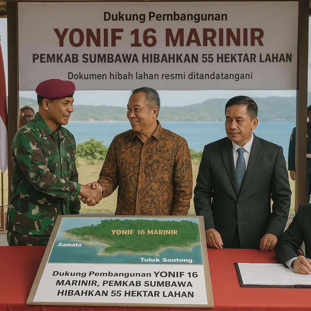 Dukung Pembangunan Yonif 16 Marinir, Pemkab Sumbawa Hibahkan 55 Hektar Lahan