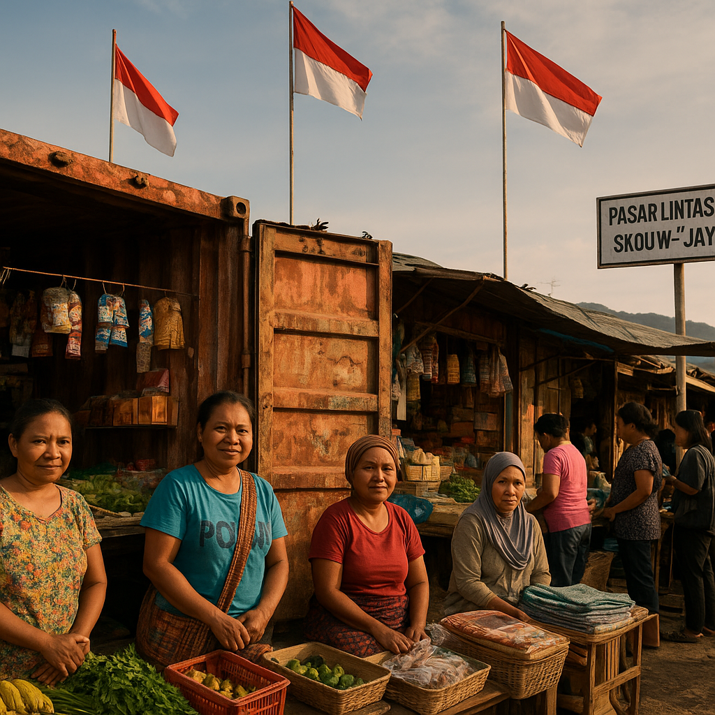 Pasar Lintas Batas Skouw: Riuh Pedagang Indonesia-Jualan dari Kontainer Bekas