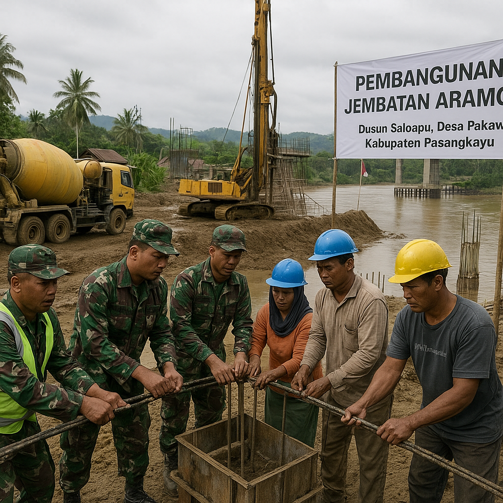 Pembangunan Jembatan Aramco di Pakawa Pasangkayu Berlanjut, Fokus Kerja Pondasi