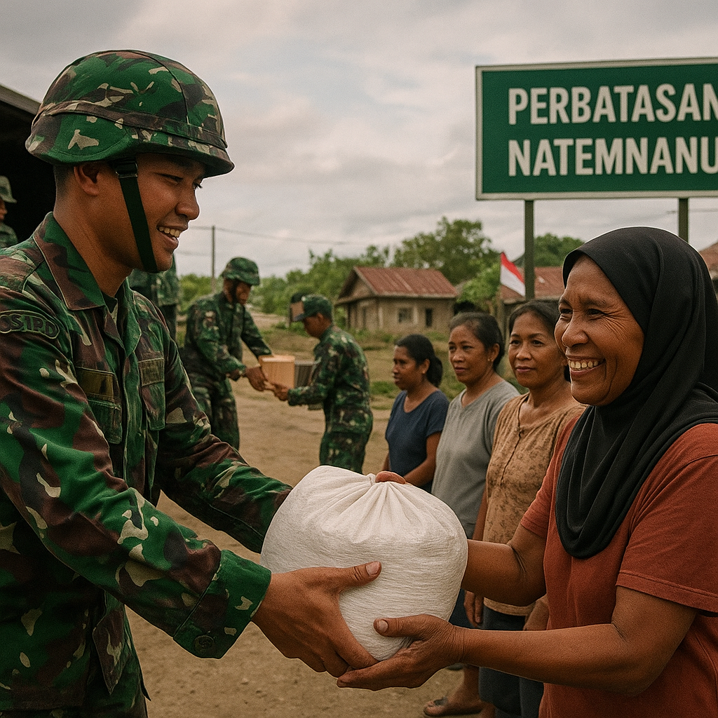 Di Balik Seragam Loreng, Satgas Yonarhanud 2 Kostrad Tebar Kepedulian untuk Warga Perbatasan Natemnanu