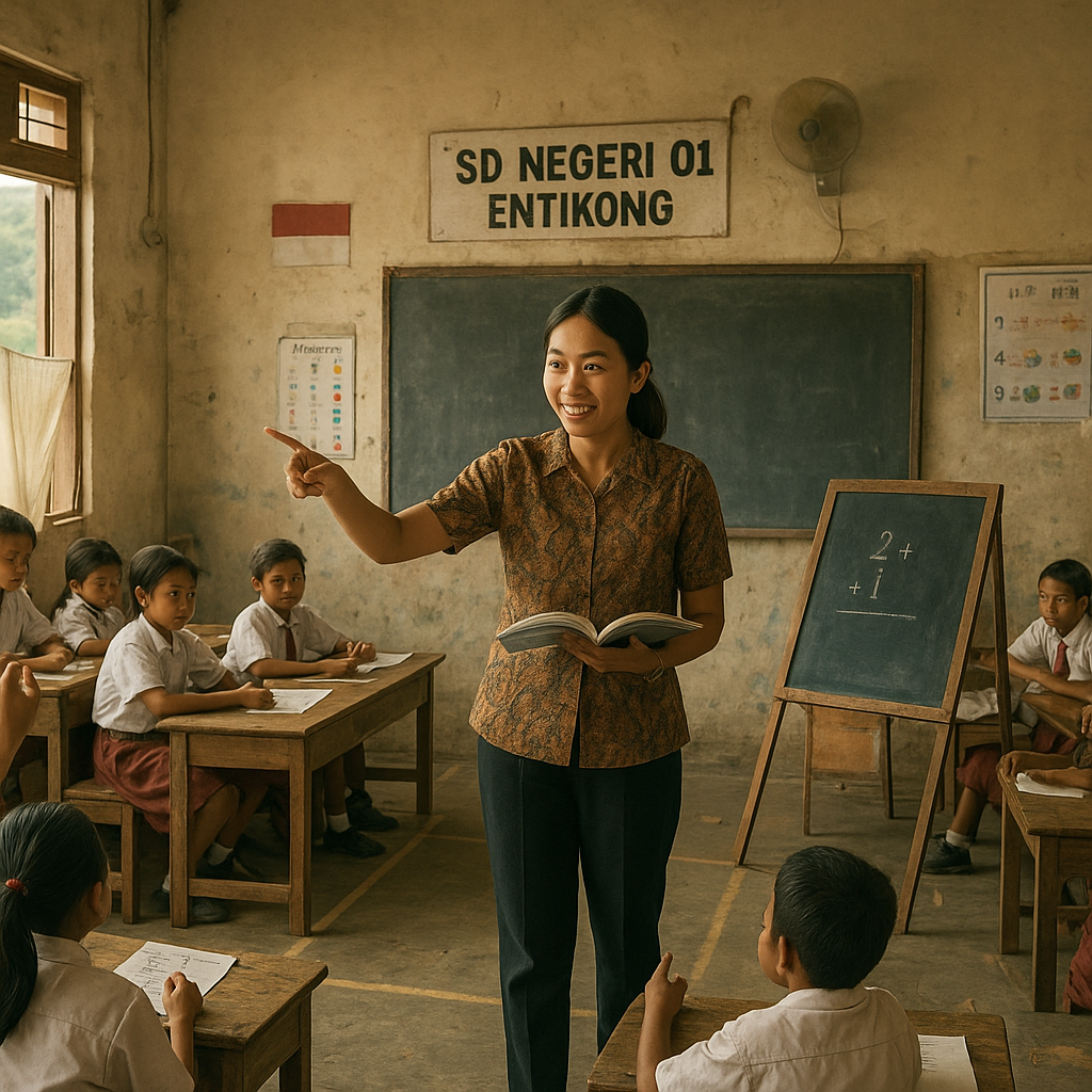 Kisah Guru SD di Perbatasan Entikong: Mengajar 3 Kelas Sekaligus dengan Semangat Tanpa Henti