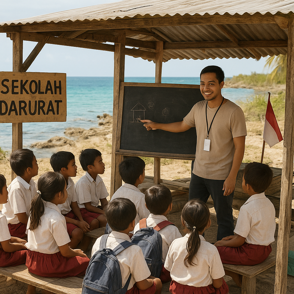 Sekolah Darurat di Pulau Terluar Natuna: Guru Sukarela Mengabdi untuk 12 Murid
