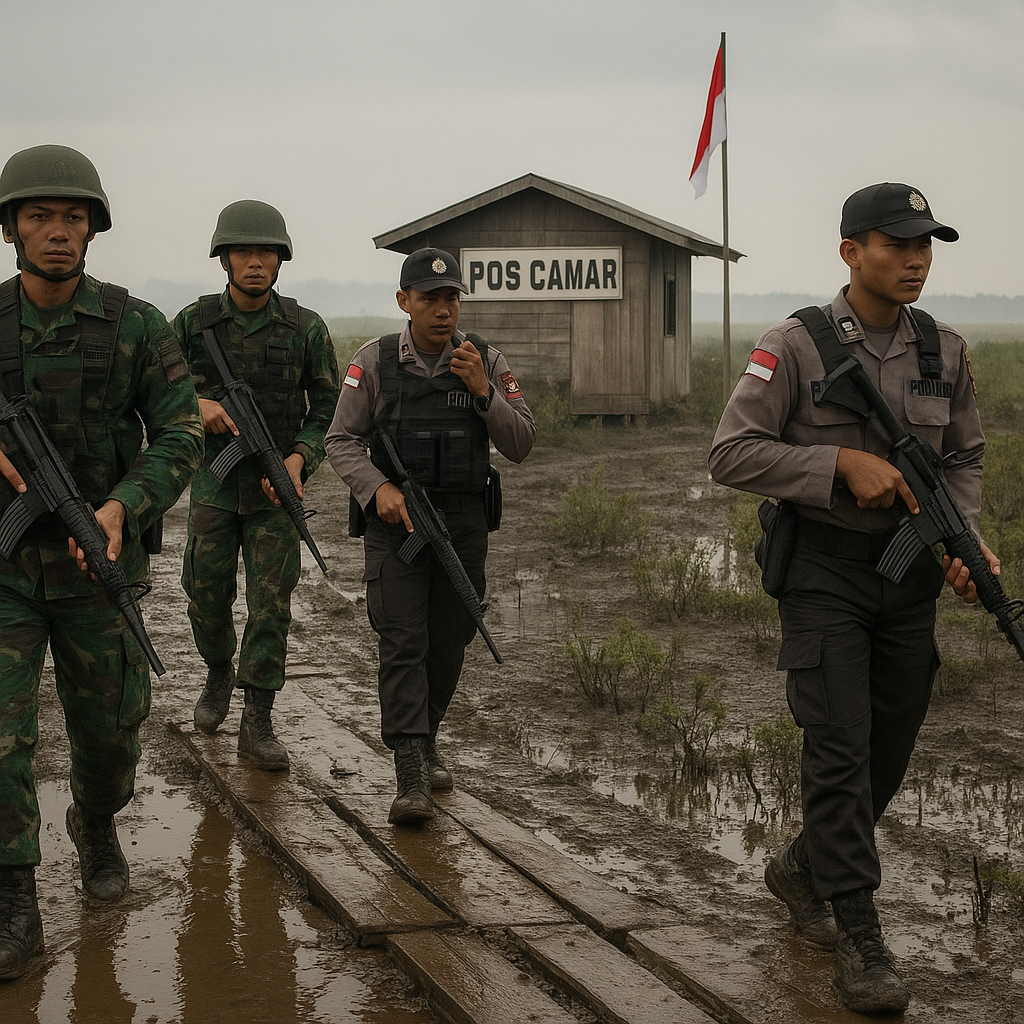 Ronda di Rawa Belantara: Patroli Gabungan TNI-Polri di Pos Camar Sebatik