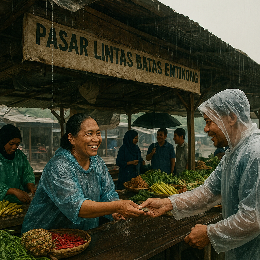 Pasar Lintas Batas Entikong: Senyum Pedagang di Balik Rintikan Hujan dan Atap Bocor