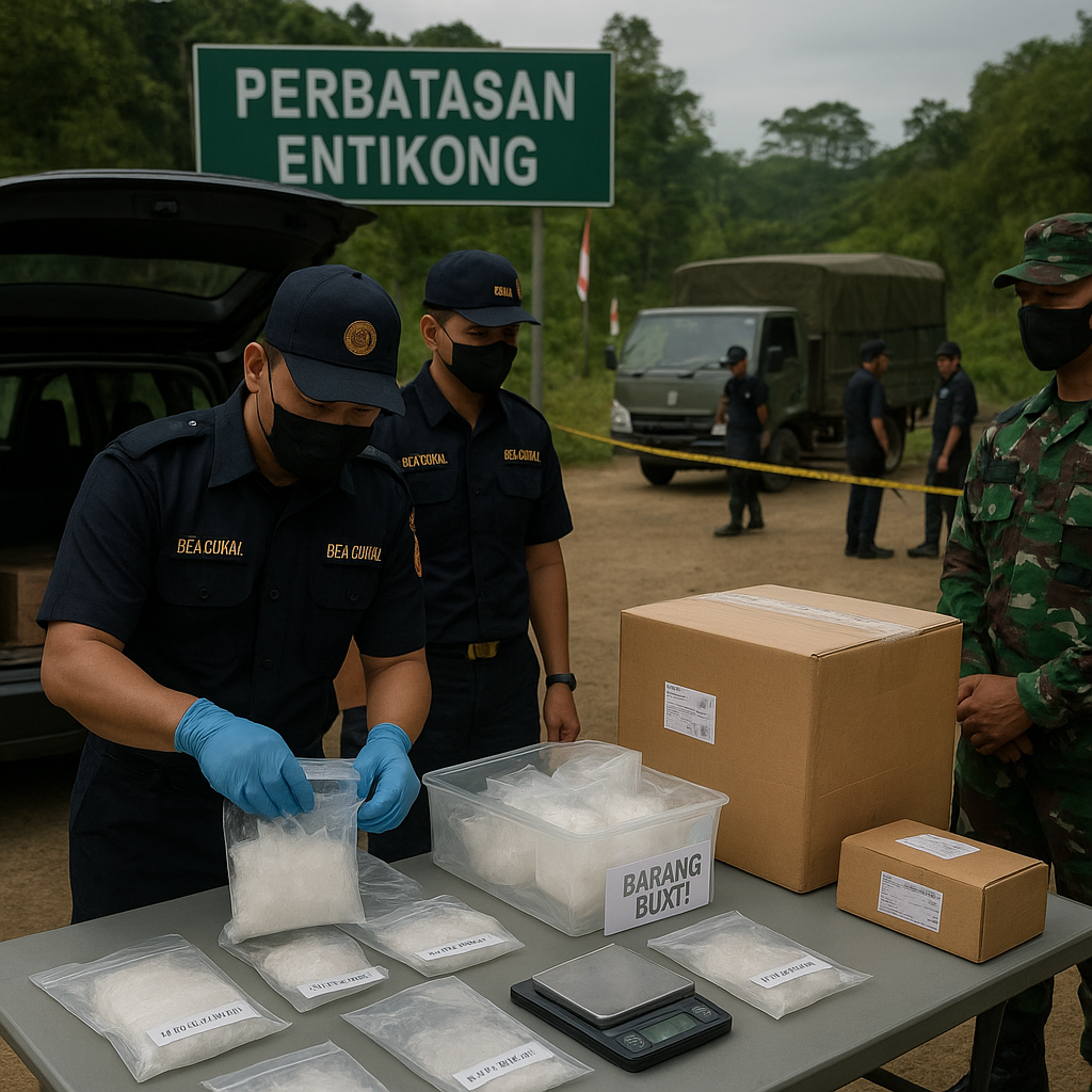 Sinergi Bea Cukai dan TNI Gagalkan Penyelundupan 21 Kilogram Sabu di Perbatasan Indonesia-Malaysia