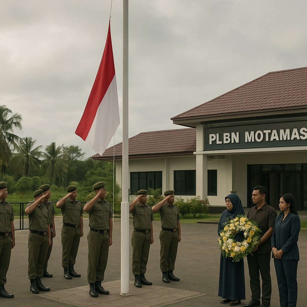 Upacara di PLBN Motamasin: Bendera Setengah Tiang untuk Mengenang Penjaga Perbatasan yang Gugur di Medan