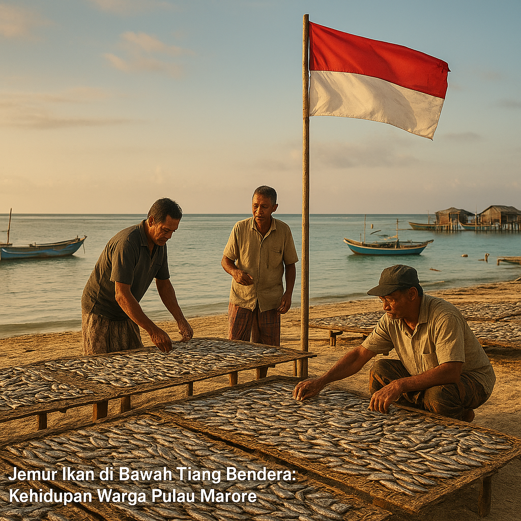 Jemur Ikan di Bawah Tiang Bendera: Kehidupan Warga Pulau Marore