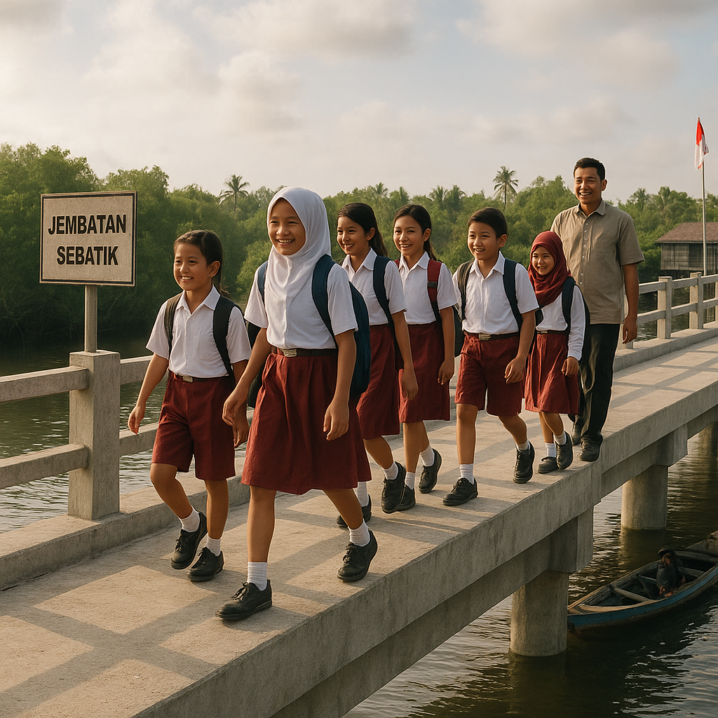 Jembatan Penghubung Sebatik: Akhirnya, Anak Sekolah Tak Perahu Lagi
