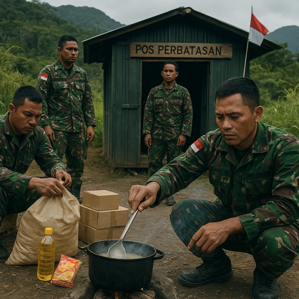 Prajurit TNI di Perbatasan RI-PNG Masak Pakai Kayu Bakar, Terima Kiriman Sembako dari Keluarga