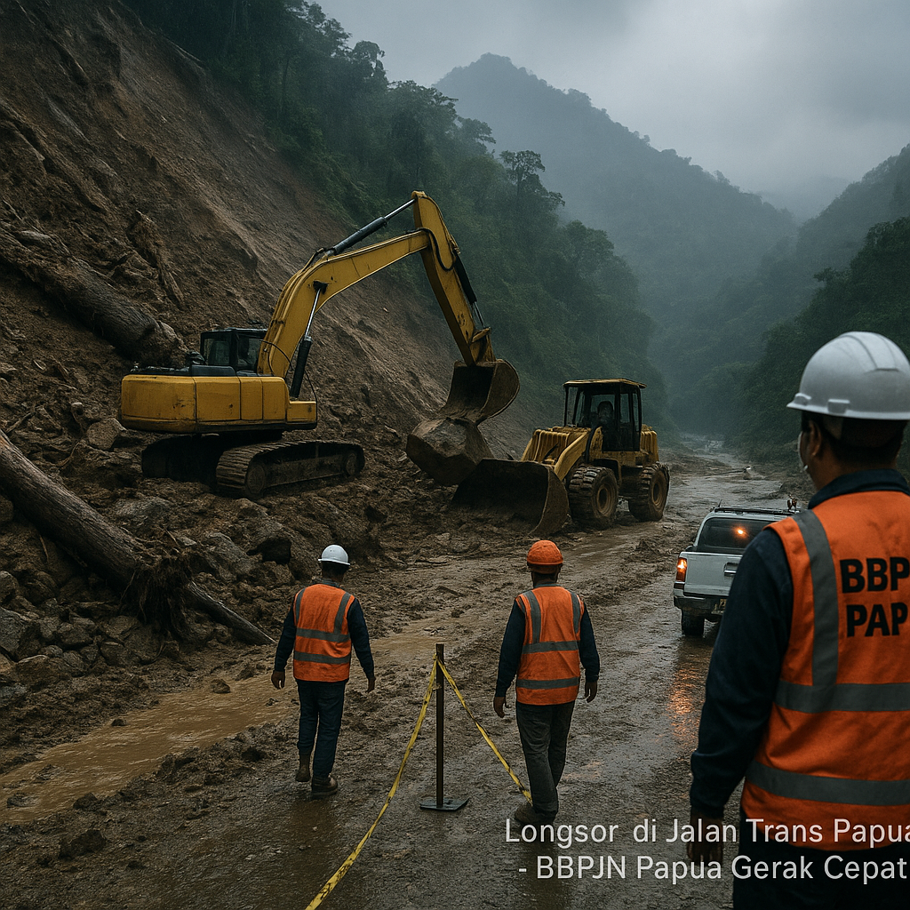 Longsor di Jalan Trans Papua, BBPJN Papua Gerak Cepat Tangani dan Buka Jalur Alternatif