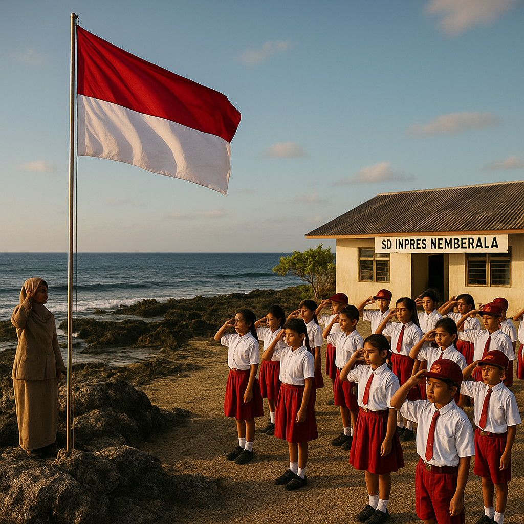 Upacara Bendera di SD Terdepan Pulau Rote: Merah Putih Berkibar di Atas Karang