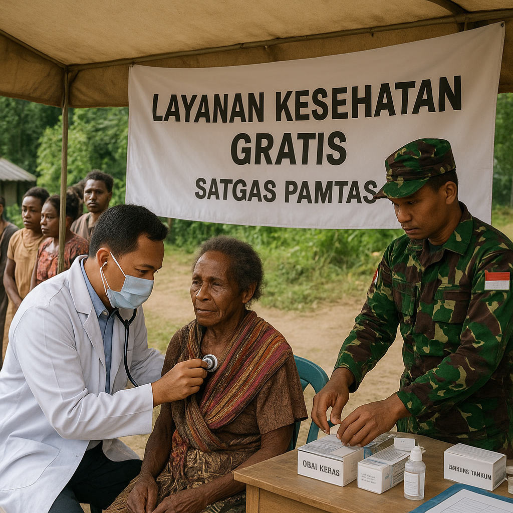 Akses Medis Terbatas, Satgas Hadirkan Layanan Kesehatan Gratis bagi Warga Pedalaman Papua