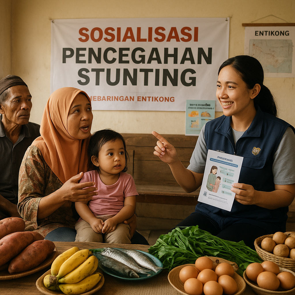 Warga Perbatasan Entikong Hadiri Sosialisasi Pencegahan Stunting dari Pemerintah