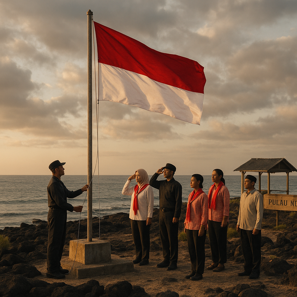Upacara di Pulau Terluar: Bendera Merah Putih Berkibar di Laut Lepas