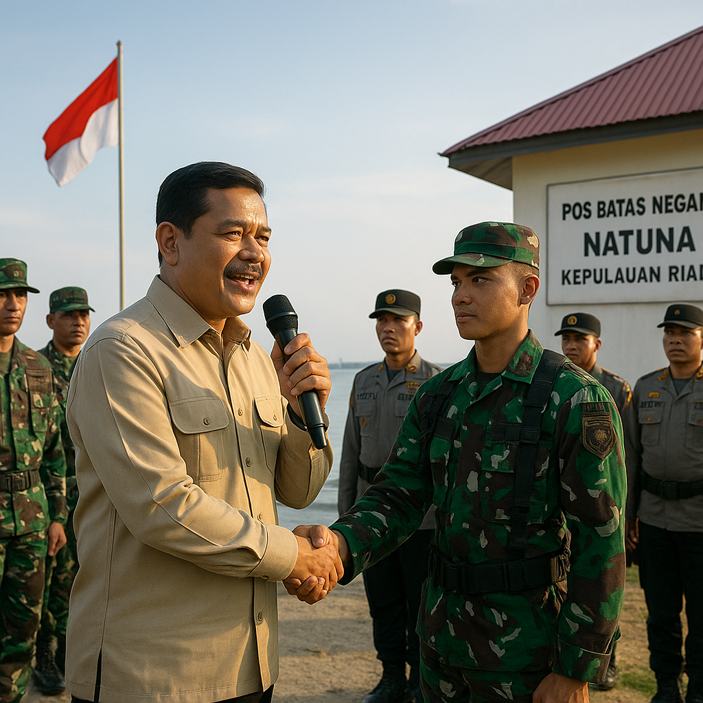 Menkopolkam Beri Semangat Prajurit TNI-Polri Penjaga Perbatasan di Natuna