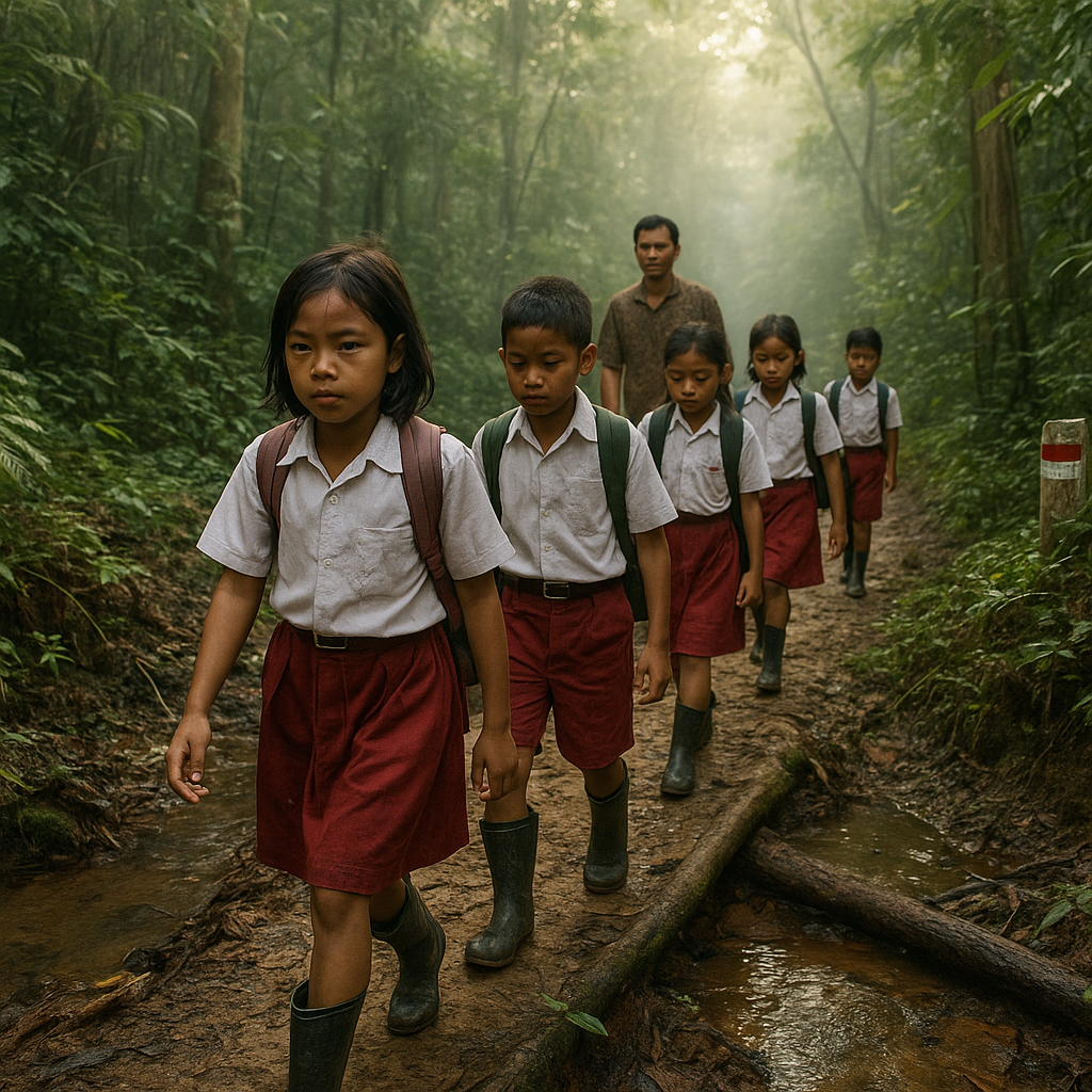 Jalur Perbatasan yang Menyatukan: Perjuangan Siswa SD di Entikong Menembus Hutan ke Sekolah