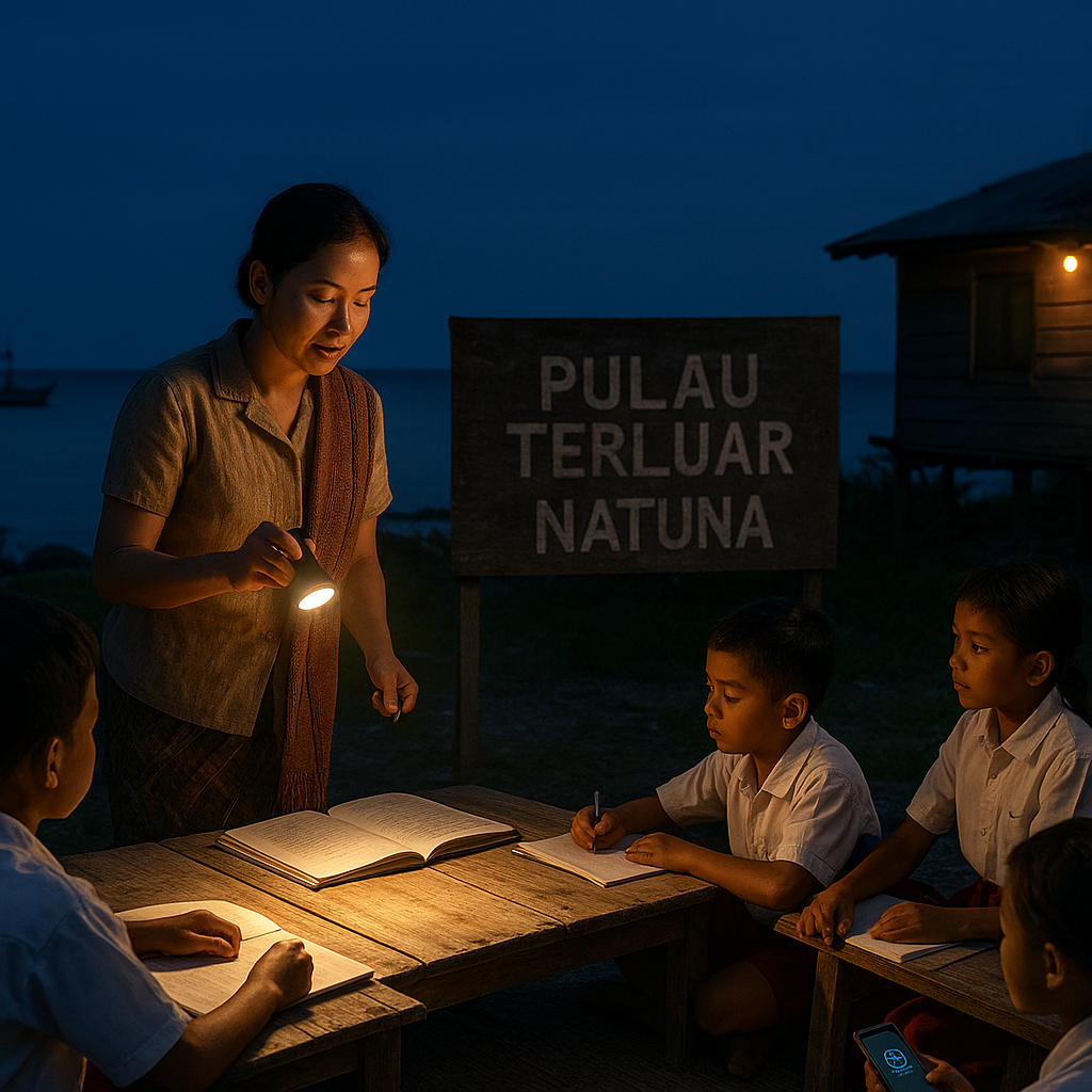 Cerita Guru di Pulau Terluar Natuna: Mengajar dengan Lampu Senter hingga Jaring WiFI Tetangga
