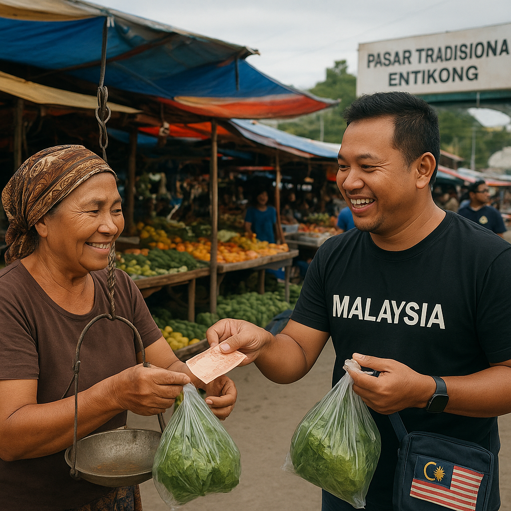 Pasar Tradisional di Perbatasan Entikong Kalbar Ramai Pembeli dari Malaysia