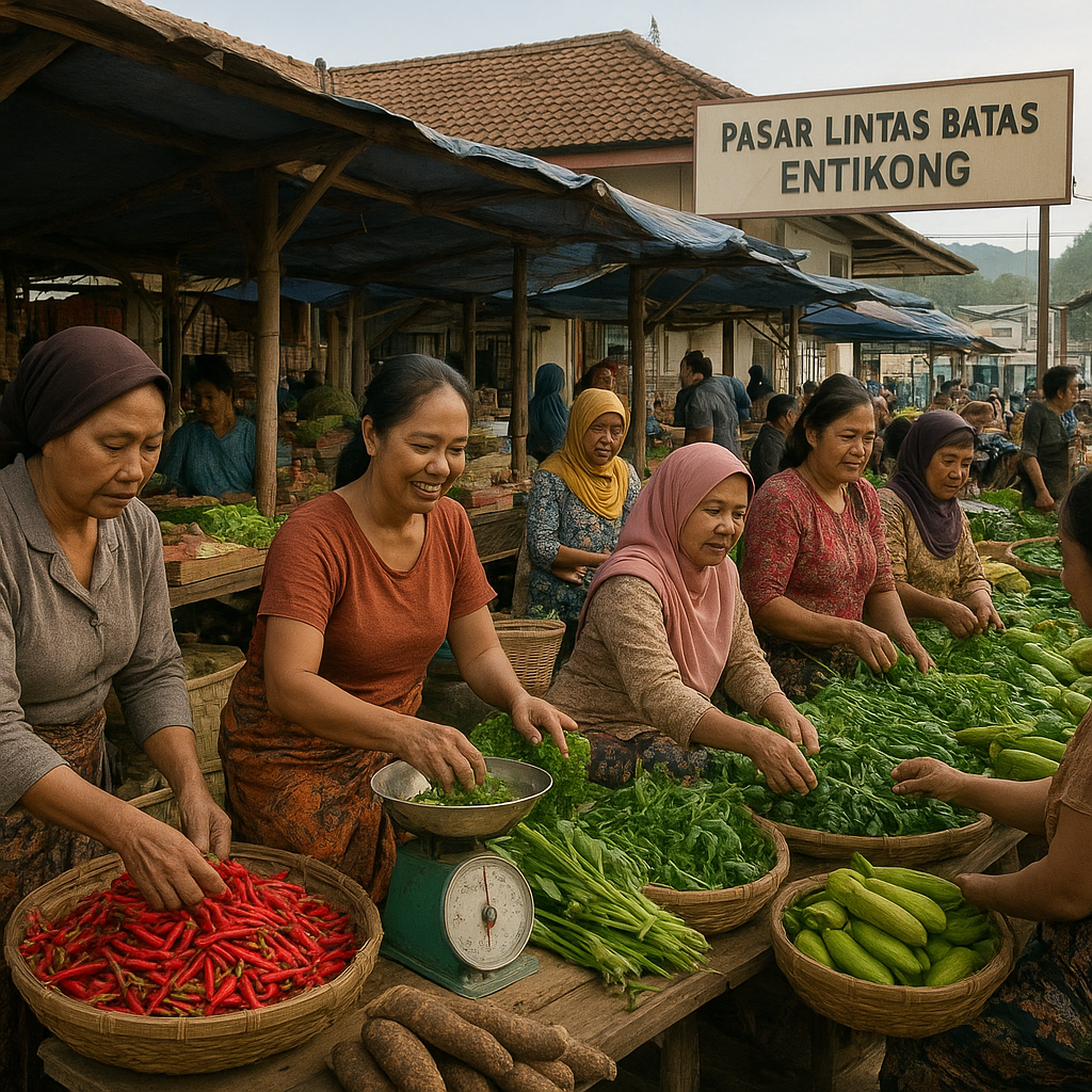 Pasar Lintas Batas Entikong: Denyut Ekonomi di Garis Depan Kalimantan Barat