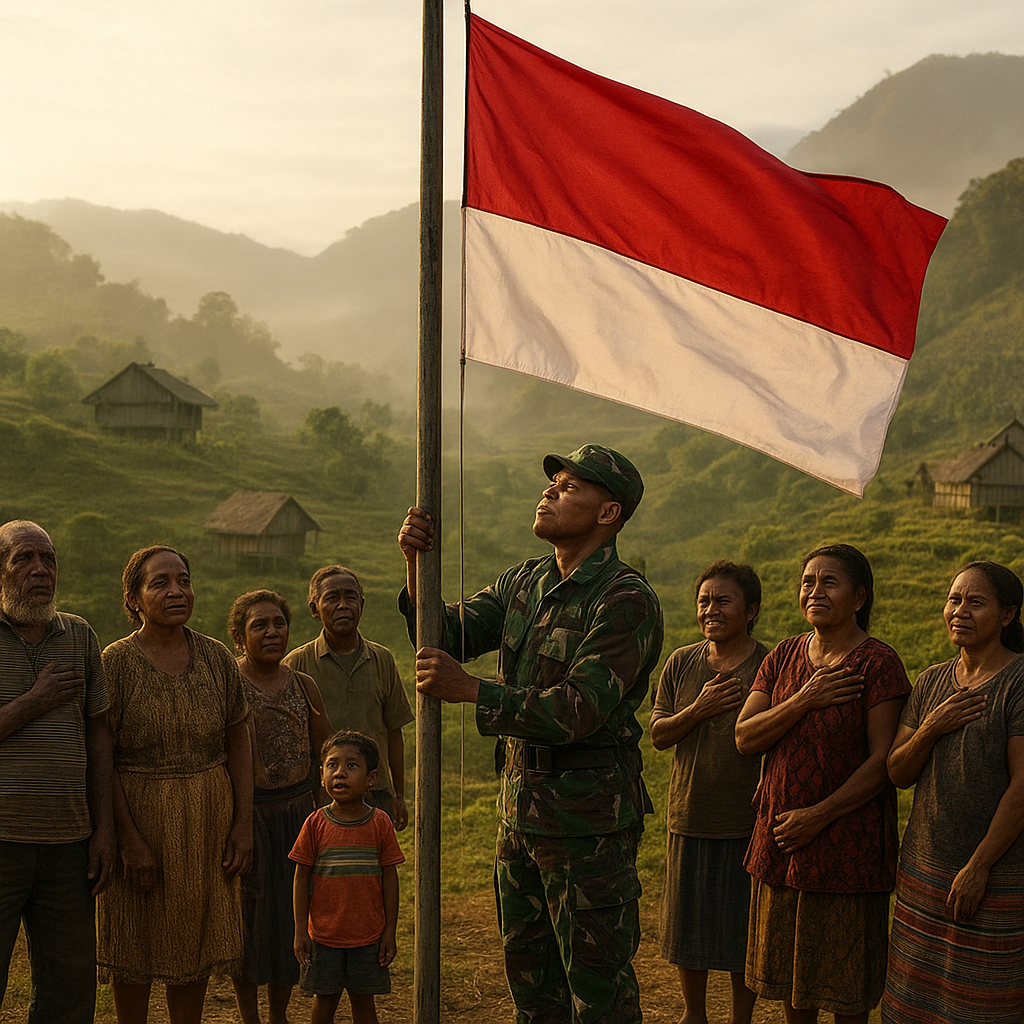 Momen Haru: Sang Saka Merah Putih Berkibar Perdana di Kampung Oksip, Pegunungan Bintang