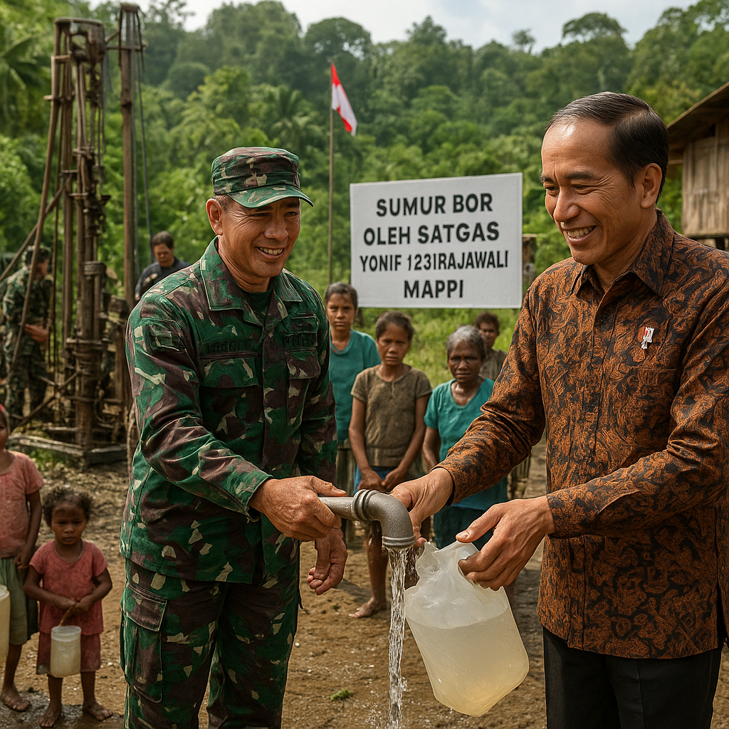 Presiden RI dan KASAD Hadir untuk Rakyat Melalui Satgas Yonif 123/Rajawali Bangun Sumur Bor di Pedalaman Mappi