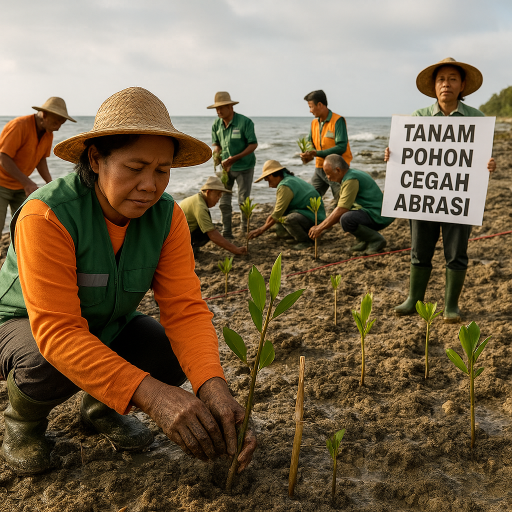 Dinas Lingkungan Hidup Belitung Timur Tanam Ratusan Pohon Cegah Abrasi