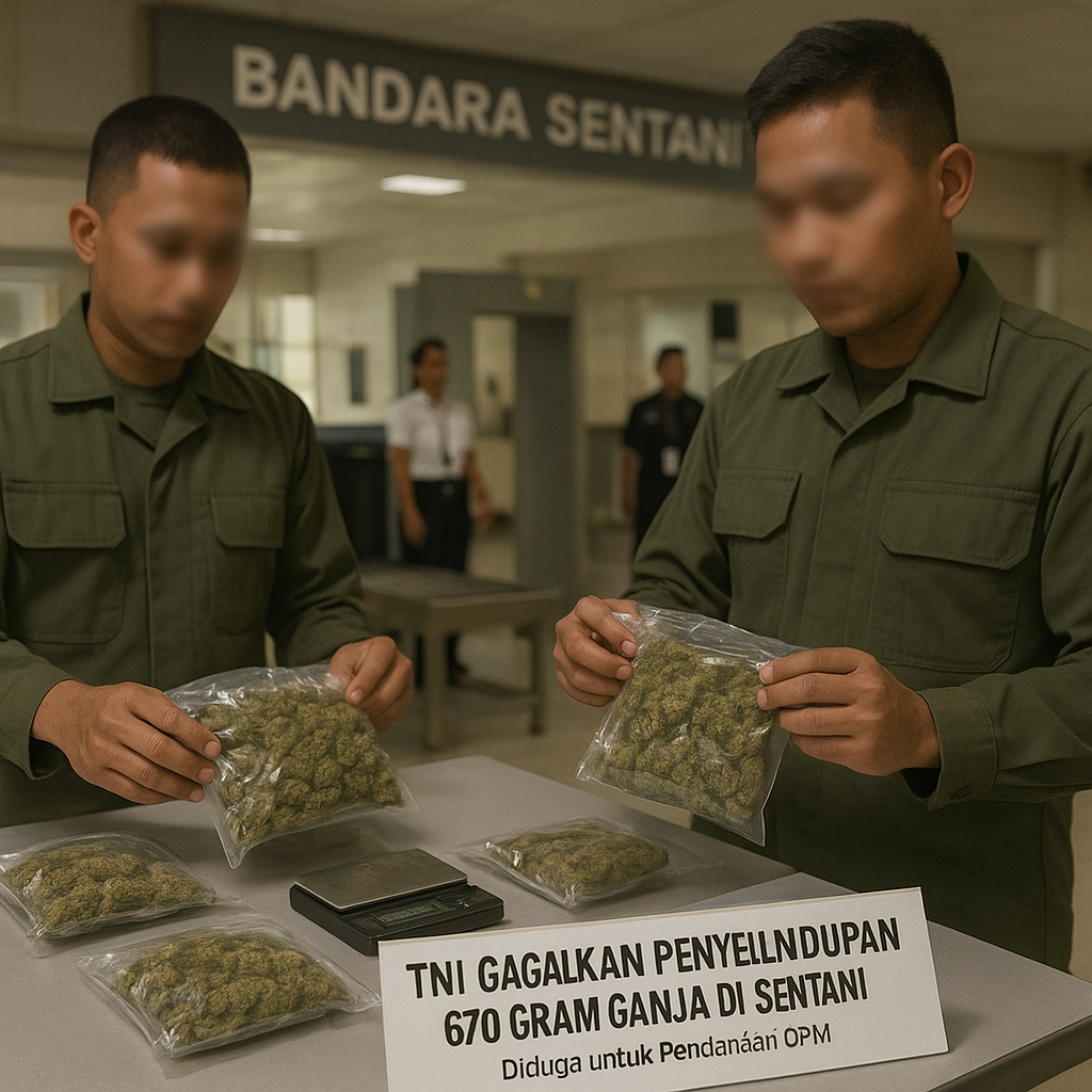 TNI Gagalkan Penyelundupan 670 Gram Ganja di Sentani, Diduga untuk Pendanaan OPM