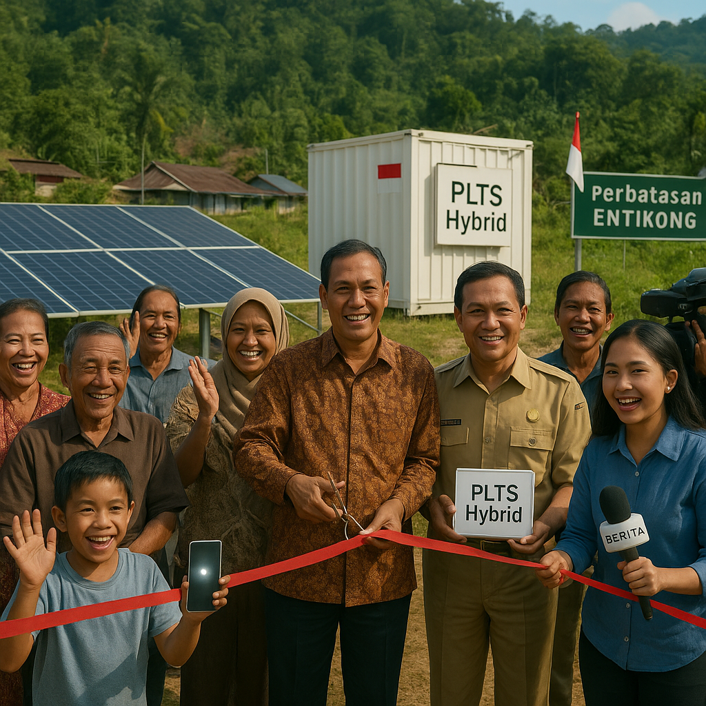 Warga Perbatasan Entikong Antusias Sambut Program Listrik dari PLTS Hybrid