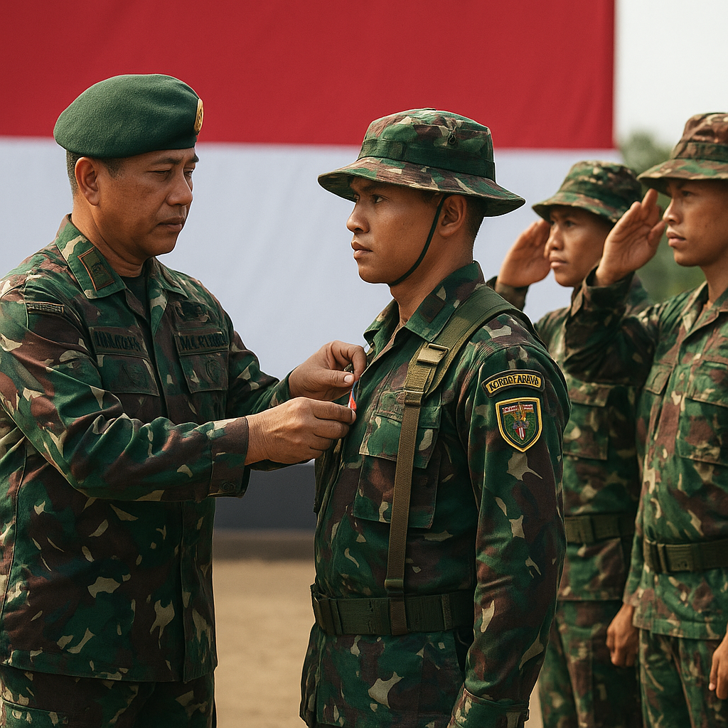 Korps Marinir Beri Penghargaan untuk Prajurit Satgas Pamtas RI-PNG yang Berhasil dalam Operasi Badai Kasuari