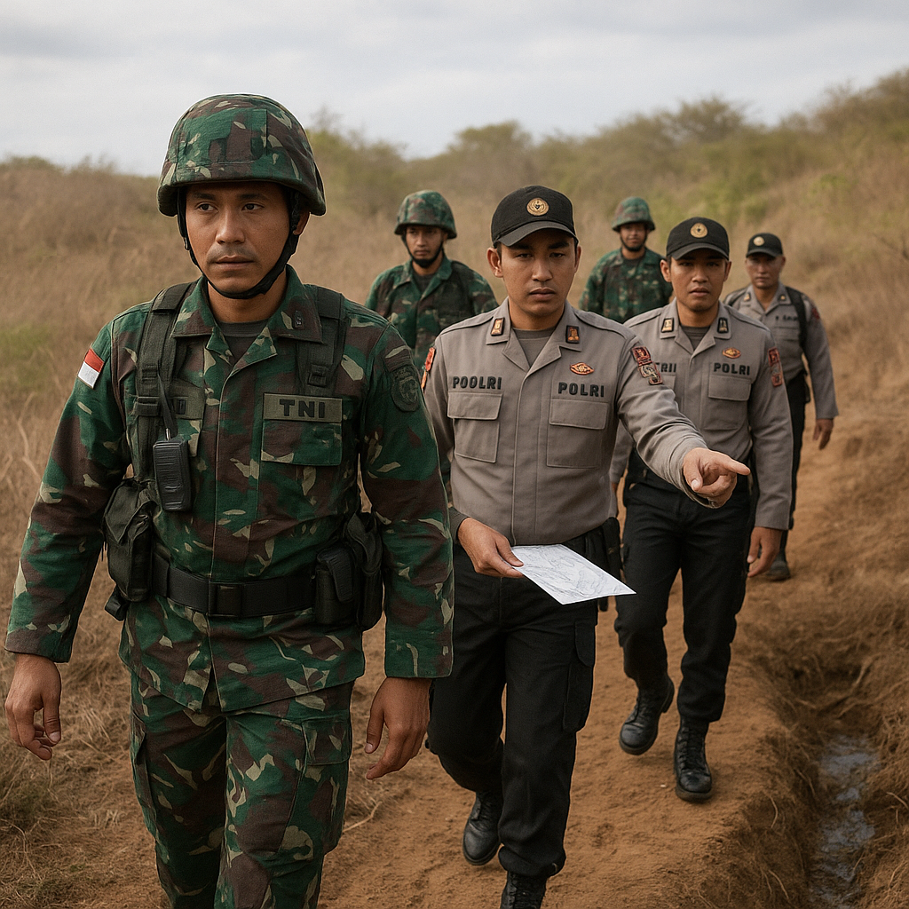 Patroli Gabungan TNI-Polri di Perbatasan Darat RI-Timor Leste: Menyusuri Jalan Setapak yang Jadi Jalur Penyebrangan