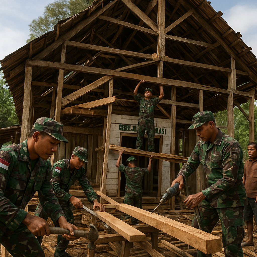 Dari Amazu, Gereja Tua Direhabilitasi oleh Tangan-Tangan Prajurit TNI