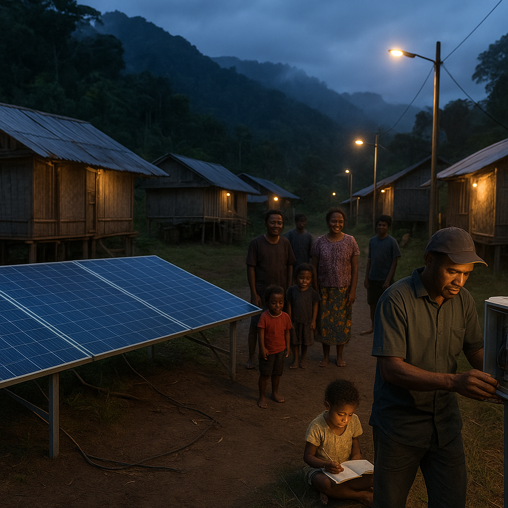 PLTS Menjadi Sumber Energi di Desa Terisolasi Perbatasan Papua