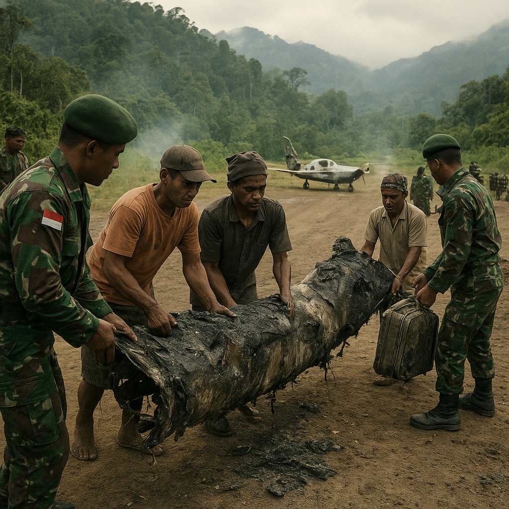 TNI Evakuasi Puing Pesawat yang Dibakar KKB di Yahukimo, Jalur Udara Dipulihkan