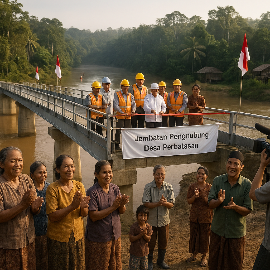 Jembatan Penghubung Desa Perbatasan di Kalbar Akhirnya Dibangun Setelah 20 Tahun Tunggu
