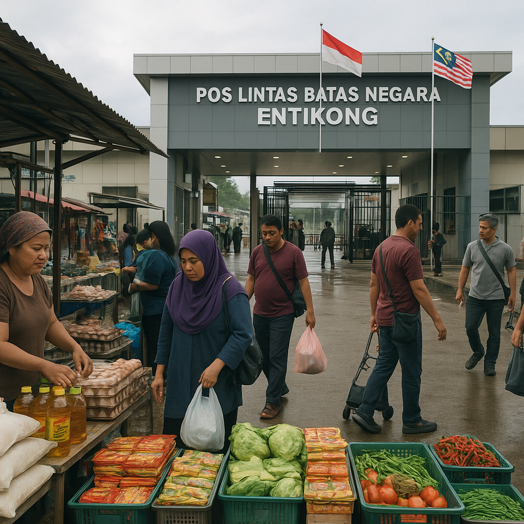 Pos Lintas Batas Negara di Entikong Mulai Ramai, Warga Malaysia Beli Sembako dari Indonesia