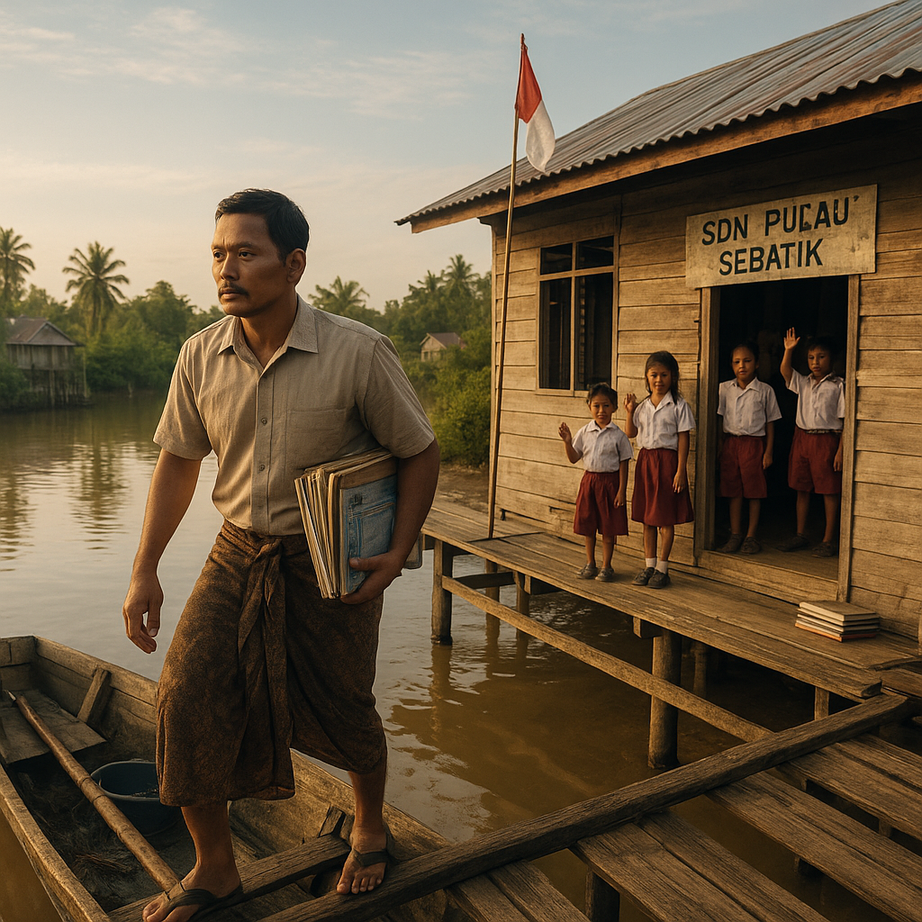 Guru SDN Terpencil di Pulau Sebatik: Mengajar dengan Perahu, Bermalam di Sekolah