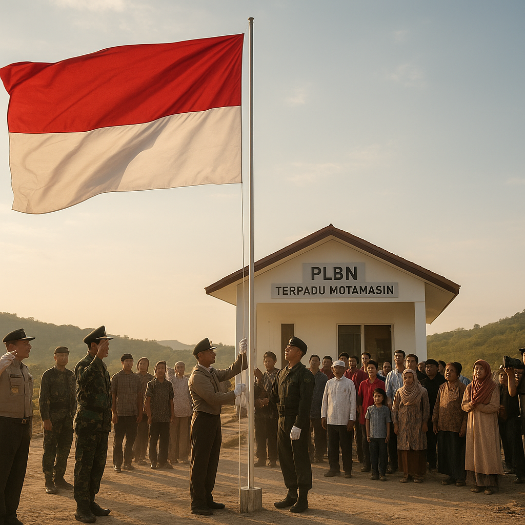 Upacara Bendera di PLBN Terpadu Motamasin: Merah Putih Berkibar di Depan Patok Batas Negara