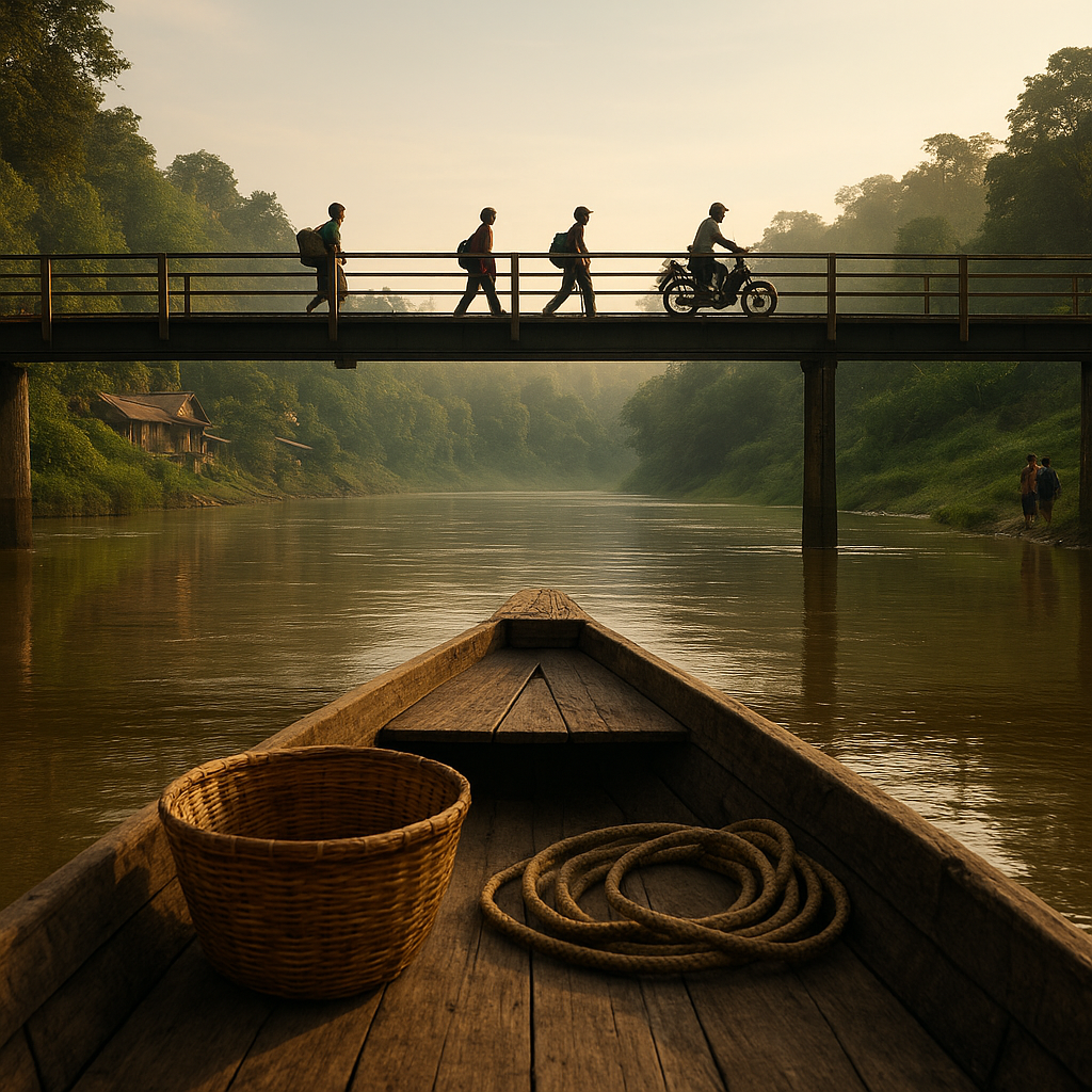 Dari Atas Perahu Kayu, Melihat Jembatan Nanga Badau yang Menyatukan Dusun Terpencil di Perbatasan Kalbar