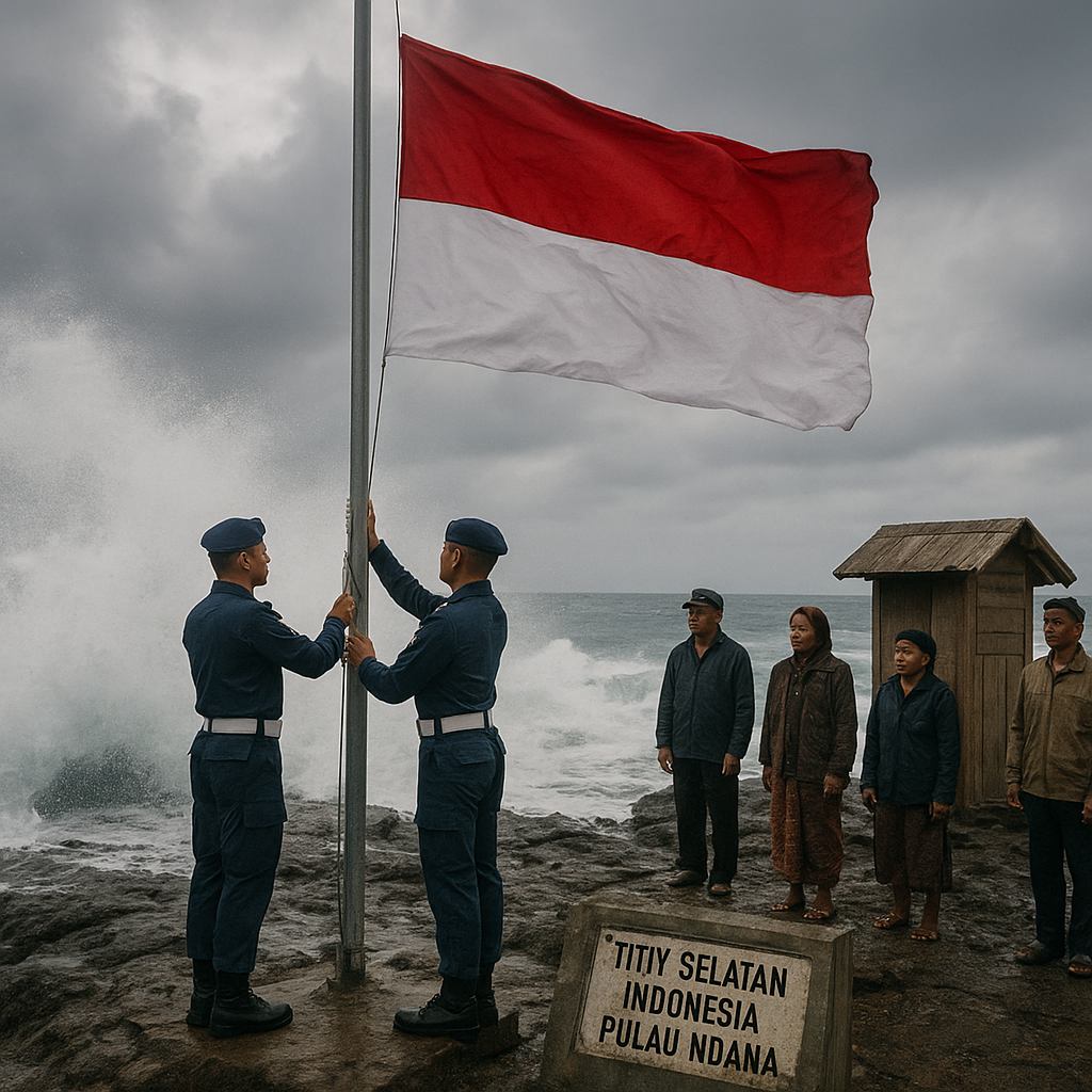 Upacara di Pulau Ndana: Pengibaran Bendera di Titik Selatan Indonesia yang Dihantam Ombak Samudera Hindia