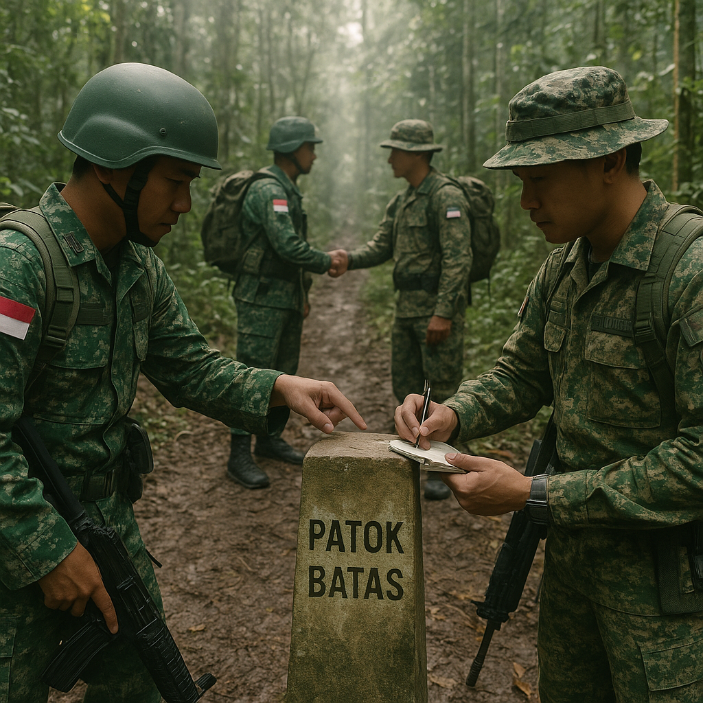 Jaga Patok Batas Negara, TNI dan Tentara Malaysia Gelar Patroli Bersama di Kalbar